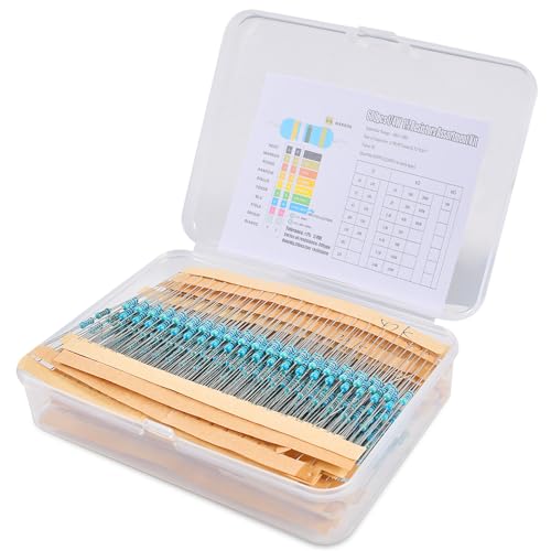 Kit Surtido de Resistencias,10 Ohm - 1M Ohm 1/4W Resistencias de Película de Carbono 1/4W Varios Resistores de Película Metálica y con Cajas de Almacenamiento para Experimentos(30Valores 600 Piezas)