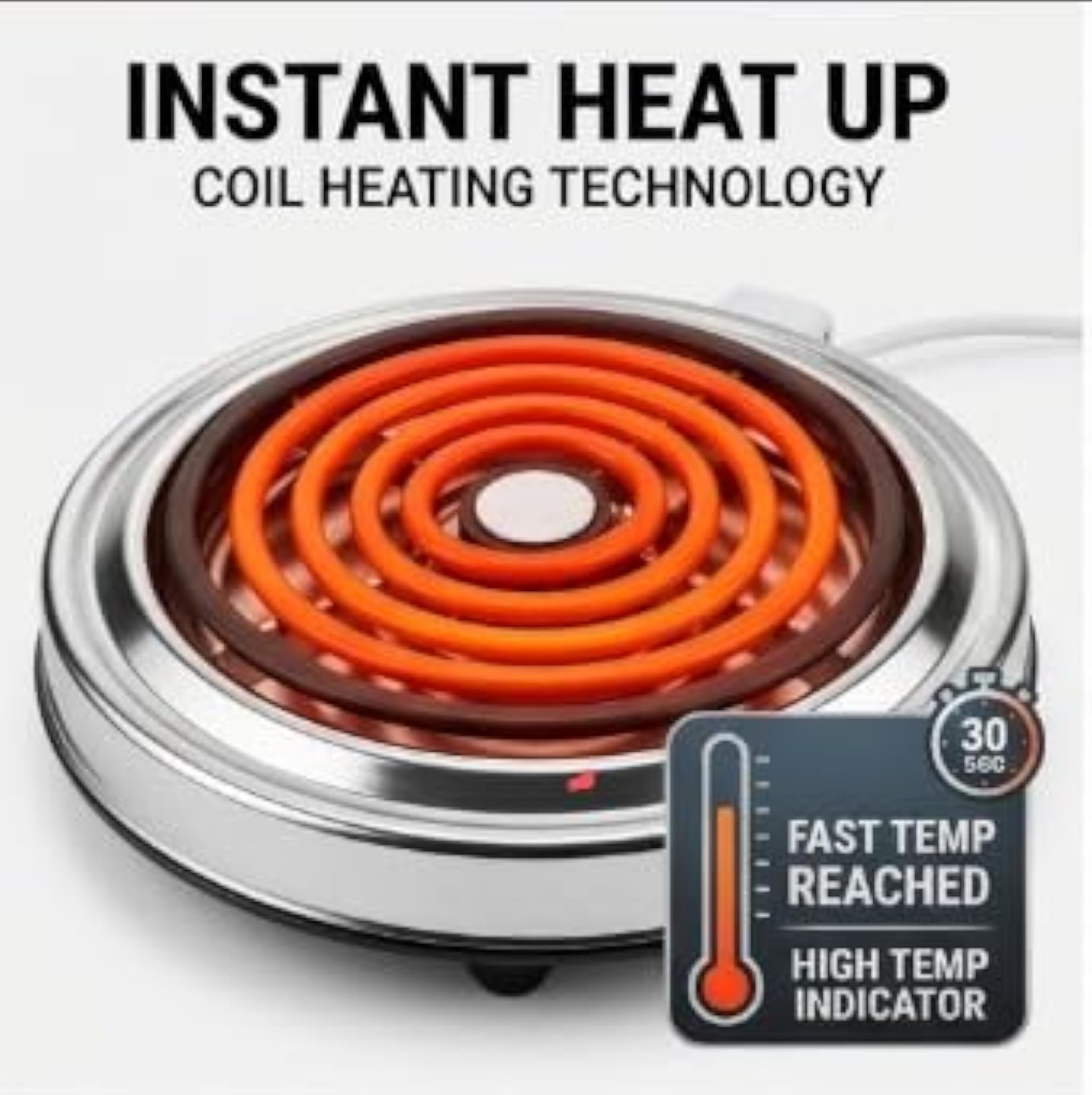 Portable 1500W Electric Hot Plate, Adjustable Thermostat
