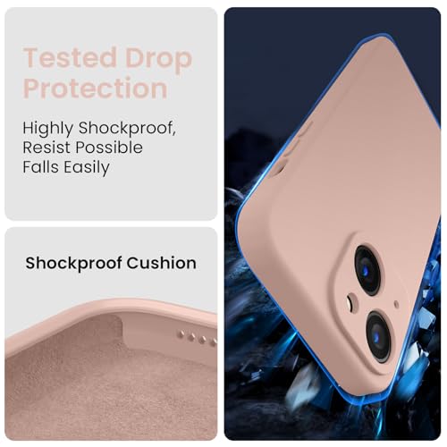 Image of FireNova Designed for iPhone 14 Case, Silicone Upgraded [Camera Protection] Phone Case, Soft Anti-Scratch Microfiber Lining Inside, 6.1 inch, Pinksand