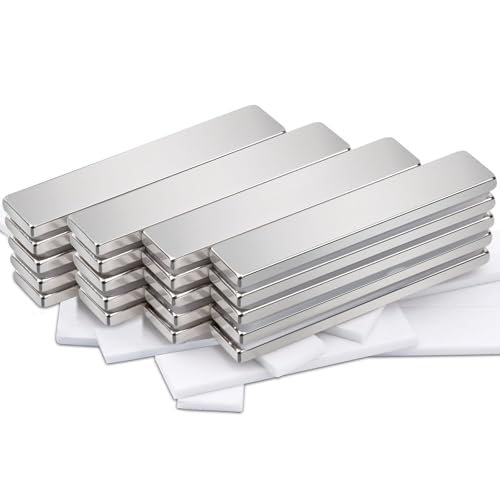 20 Pièces Aimants Néodyme Rectangulaires Aimants Puissants Aimants Aimant Frigo 50x10x3mm avec Film Adhésif, Aimants AdhéSifs pour Réfrigérateur,...