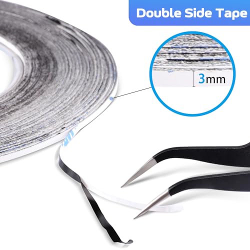 Image of HQMaster Adhesive Sticker Tape, Tweezers, B7000 Adhesive Glue for Use in Cell Phone Repair Double Sided Layer Strong Adhesive Tape Long Roll (3mm x 50 m)