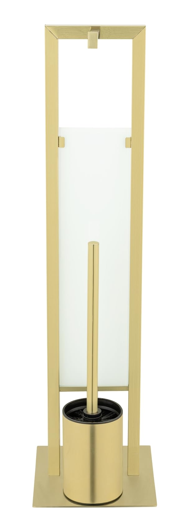 Stand Rivalta Gold - Escobillero de inodoro de pie 3 en 1 para papel higiénico, ruedas de repuesto y escobilla de inodoro, acero inoxidable, 18 x 70 x 23 cm, color dorado