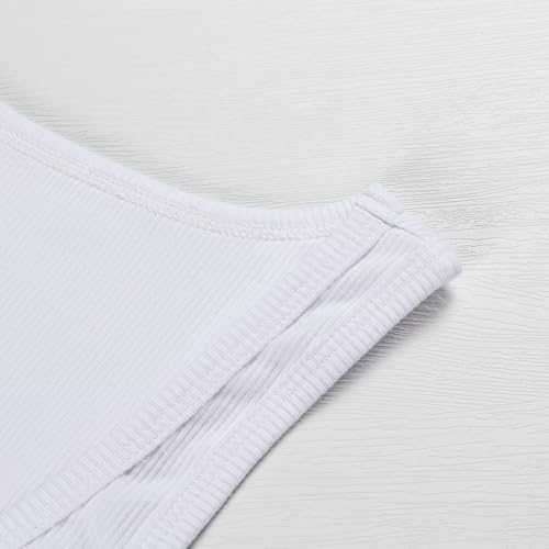 Artfish Women's Sleeveless Shirt Ribbed Fitted Scoop Neck Basic Crop Tank Top Cropped3