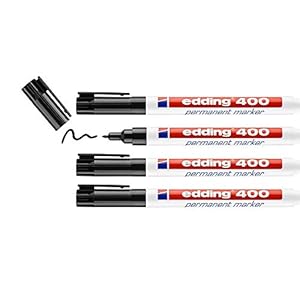 edding 400 permanent marker – zwart – 4 stiften – fijne ronde punt 1 mm – watervast, sneldrogend – wrijfvast – voor…