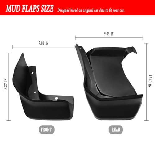 Image of Mud Flaps Guards Fit for 2015-2019 Honda Spirior, Front & Rear Splash Guards Accessories - 4 Pc, Black