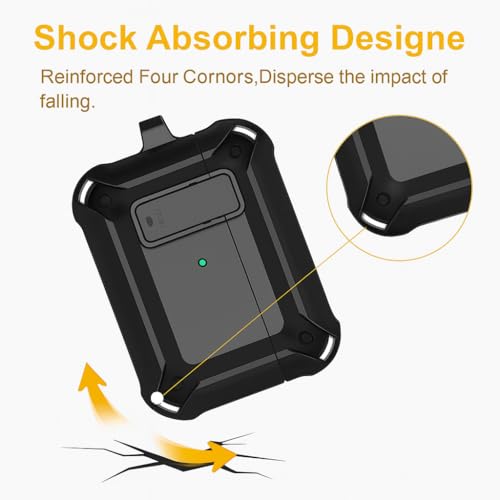 Image of Hybrid Lock Armor Case Cover for Apple Airpods Pro 3 (2025), Rugged, Shockproof, with Heavy Duty Carabiner (Armor Black with Lock)