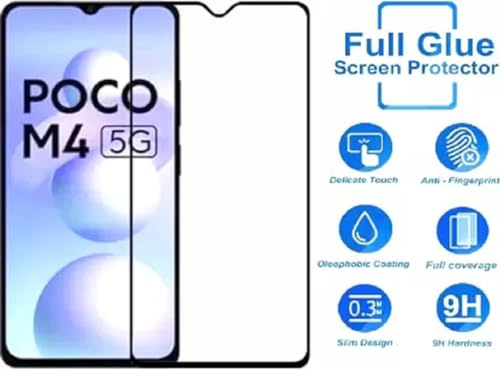 Image of DD SON Premium HD+ Tempered Glass Screen Protector Guard Compatible For Poco M4 5G Edge to Edge Coverage With Easy installation kit for Smartphone