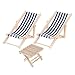 STOBOK 1: 12 Échelle des Chaises de Plage Miniature Mini- Chaise Longue en Bois Accessoires Chaise Longue Pliable Dollhouse Bleu
