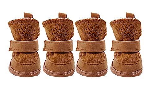 Puppy Snow Booties For Small Dogs, Chihuahua Booties For Winter, Tiny Cat Booties, Cat Shoes For Cold Weather Brown Label 3 #TOP1