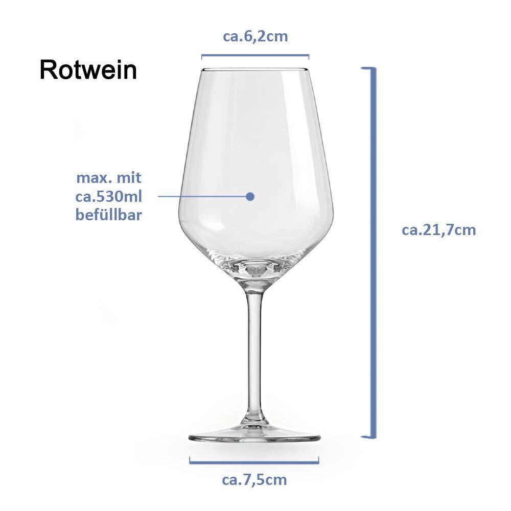 Murago - 12er Set Weingläser Elegance - 6 x Weißweingläser ca. 380ml & 6 x Rotweingläser ca. 530ml - elegante Weingläser Weinglas Weißwein Rotwein Gläser bauchig spülmaschinenfest groß Weisswein