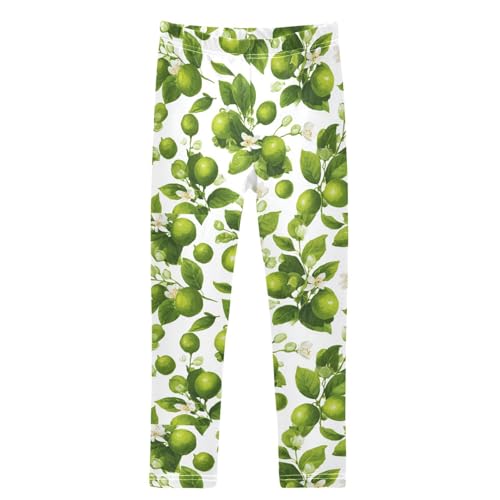 Summer White Blossom Fruit Lemon Girls Leggings Kids Yoga Pants Dance Active Tights 4T