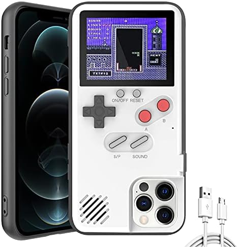 Gameboy Phone Cases, Retro 3D Gameboy Case for iPhone with 36 Small Games, Color Display Shockproof Video Game Phone Case, Phone Protective Case(for iPhone 13 Pro Max,White)