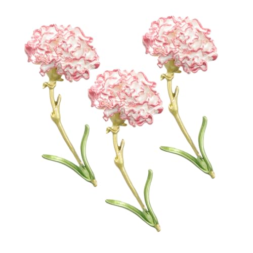 Broche œillet rose en alliage de zinc bijou de qualité lot de 3