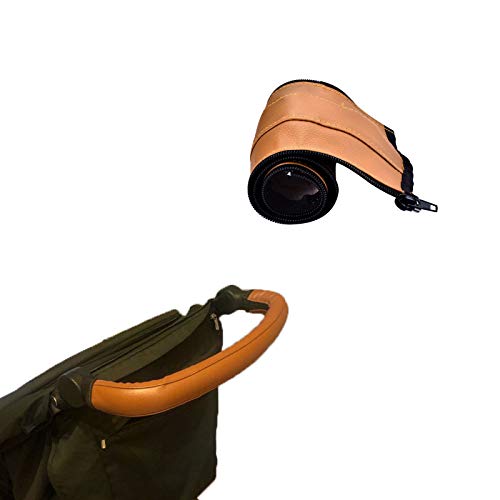 Universal Stroller Handlebar Cover – PU Leather Armrest Sleeve for Baby Strollers, Dustproof and Protective Grip for Infant and Toddler Prams, Brown