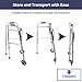 Foldable Lightweight Walker with 2 Wheels, Includes Ski Glides - Folding Design Ideal for Seniors and Elderly Adults - Adjustable for Tall Men and Women - Standing Handicap Mobility Aids