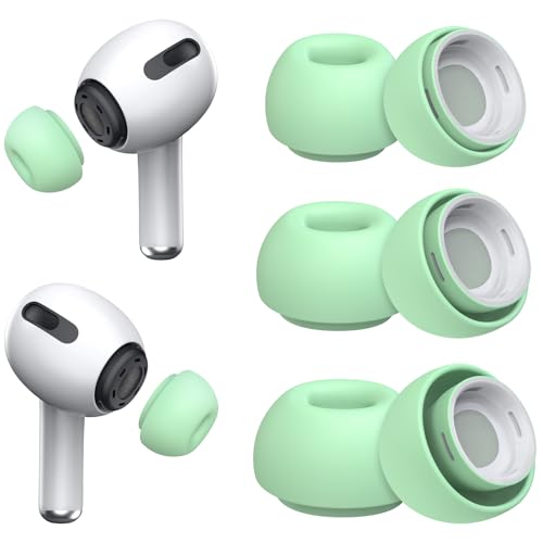 Image of 3 Pairs Replacement Ear Tips for AirPods Pro and 2nd Generation with Noise Reduction Hole, Silicone Ear Tips for AirPods Pro with Portable Storage Box and Fits in Charging Case (S /M /L, Mint Green)