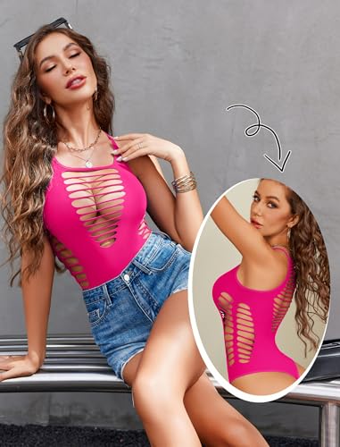 Avidlove Rave Outfits for Women Festival Top Sexy Fishnet Bodysuit Bodycon Party Club Outfit (S M L)2