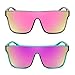 FEISEDY 2Pack Sunglasses for Women Men, Fashion Mirrored Single Lens, Driving Beach Sunnies UV400 Shades B2996 Pink+Purple