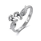 Byuexhp Anillos para madre e hija, recuerdo abierto con huella infantil – recuerdo de un niño fallecido, para padres, viajes, celebraciones, desplazamientos, oficina, hogar, cumpleaños