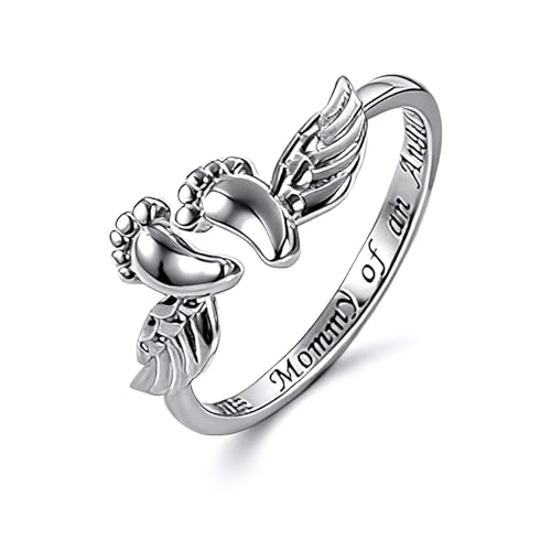De Ángel - 2.76x2.76 Pulgadas, Diseño Abierto Estética Ajustable, Joyería De Elegante | Estilo De Huella Del Bebé | Para Mujer, Casa, Oficina, Fecha Diaria, Vacaciones, Annive