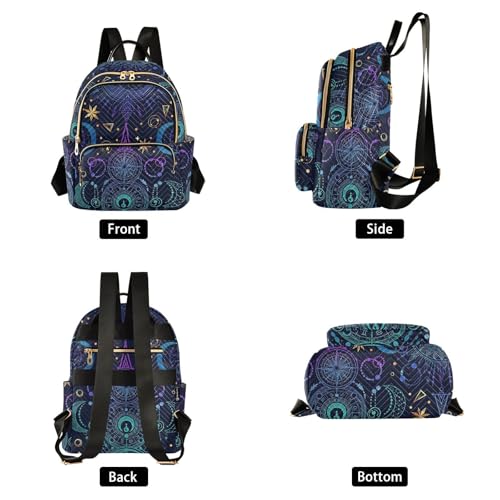 Image of ALAZA Moon Star Witchy Blue & Purple Mini Backpack Purse for Women Travel Bag Fashion Daypack Back Pack Shoulder Bag