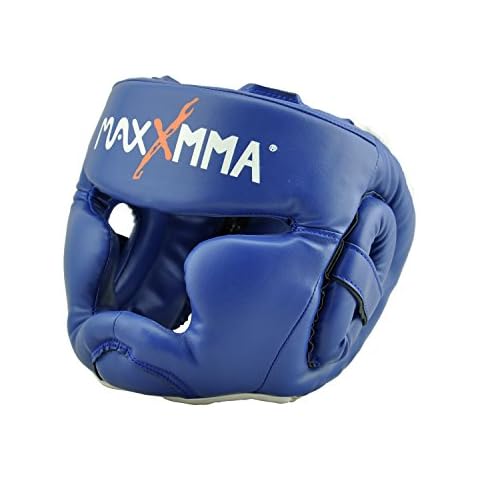 MaxxMMA Full Coverage Headgear (Blue) Boxing MMA Training Kickboxing Sparring Karate Taekwondo Cover