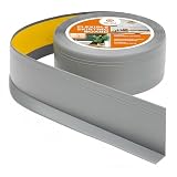 Quest Battiscopa in PVC morbido autoadesivo, battiscopa con fresatura, 70 mm x 20 mm, listello di finitura per cucina, bagno, parete, pavimento, decorativo, resistente ai raggi UV, 25 m, grigio