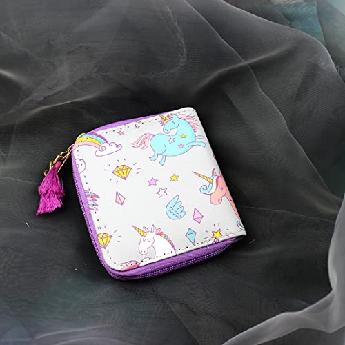 timlee Unicorn Wallet Cute Rainbow Unicorn Design Short Wallets for Girls Women with Tassels (Grey unicorn 0115)3