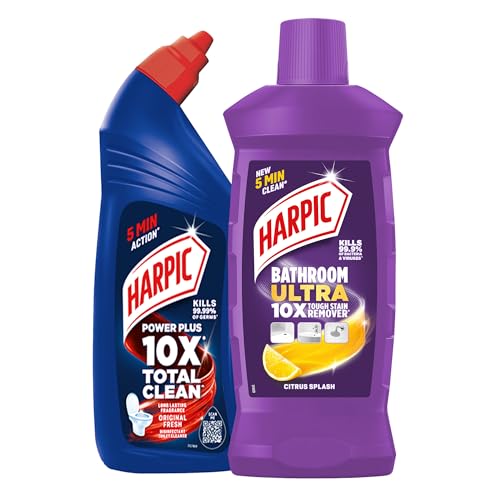 Image of Harpic 1L - Disinfectant Toilet Cleaner Liquid, Original with Bathroom Cleaner Ultra, Citrus Splash 1L