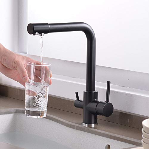 Eau potable directement au robinet de cuisine 3 voies mitigeur laiton double poignée