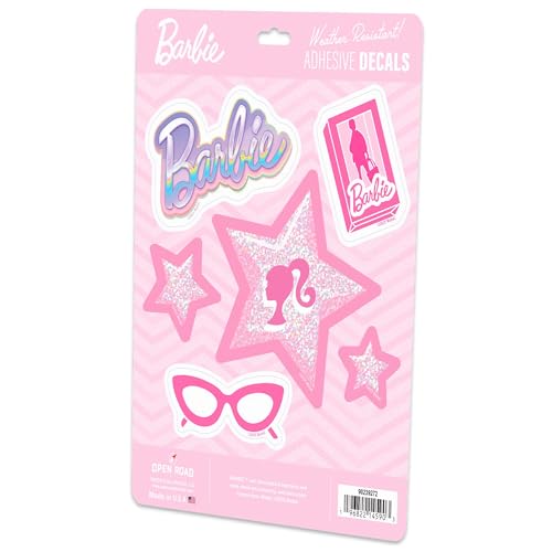Mattel Barbie Star Adhesive Vinyl Decals - Fun Set of Sparkly Barbie Stickers for Laptop or Water Bottle, 1 Pack (6 Count) by Open Road Brands - Image 2