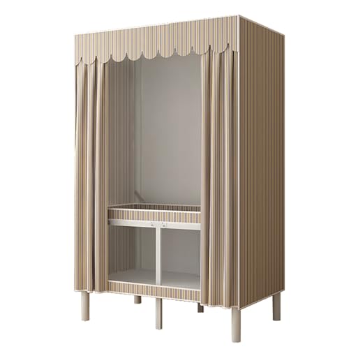 Tragbarer Kleiderschrank, zusammenklappbar, einfache Montage, Aufbewahrung für Schlafzimmer, Waschküche, Grau/Braun