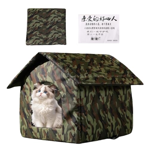 Bsbkoj Cat Shelter – Folding Weatherproof Tent Bed for Stray Cats, Outdoor Winter Sleeping with Windproof Design, Pet Cave Condos for Patio, Balcony, Yard, Garden, Portable Fabric House Animals