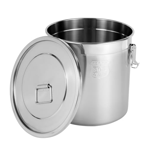 Cubo de acero inoxidable hermético con tapa y clips de cierre, 6 L, 12 L, 21 L, 33 L, para alimentos como arroz, harina, cereales, té, especias, adecuado para cocina, restaurante, hotel, almacén (33 L