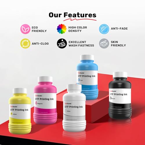Image of InkSonic DTF 3000ML Ink & Powder Kit Supplies, Premium Transfer Solution for PET Film, Refill Supplies Compatible with DTF Printers L1800, R1390, L805, L800, DX5, DX7, XP600, I3200, TX800