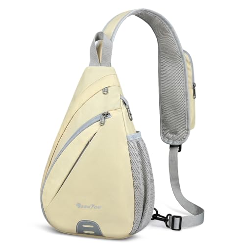 Bolso cruzado antirrobo ligero beige para mujer y hombre miniatura 1