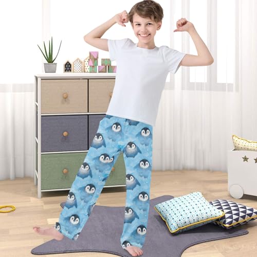 Boy's Pants Big Eyes Penguin Jogger Pants Elastic Waist Long Bottoms Trousers with Pockets 6-14 Years4