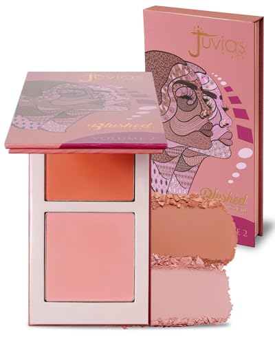 Juvia's Place Blushed Duo Blush - Two Tone Pigmented Buildable Pressed Mineral Powder - Rosy Natural Cheeks Matte Fresh Finish for All Skin Color -Volume2