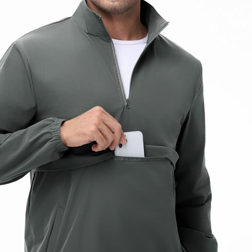 Image of EDITCOZY Men's Lightweight Quarter Zip Pullover Casual Windbreaker for Running Golf Jackets with 3 Pockets