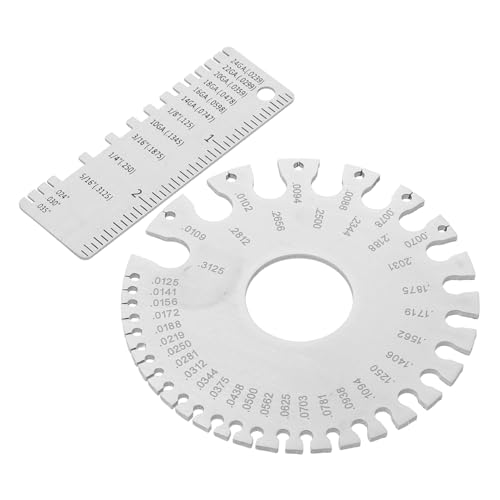 Medidor de alambre de doble cara de alta precisión 2pcs, calibre estándar de grosor de láminas metálicas para soldadura eléctrica miniatura 7