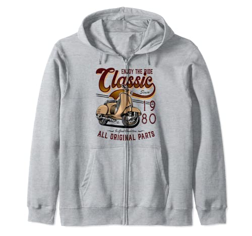 Motor Scooter Classic Moped Rider Cumpleaños 1980 Sudadera con Capucha
