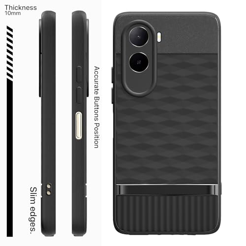 Image of Pikkme Back Cover for Mi Redmi A7 Pro /Poco C85x 5G Camera Protection 3D Hexa Cube Design Silicone Protective Bumper Case (Black)