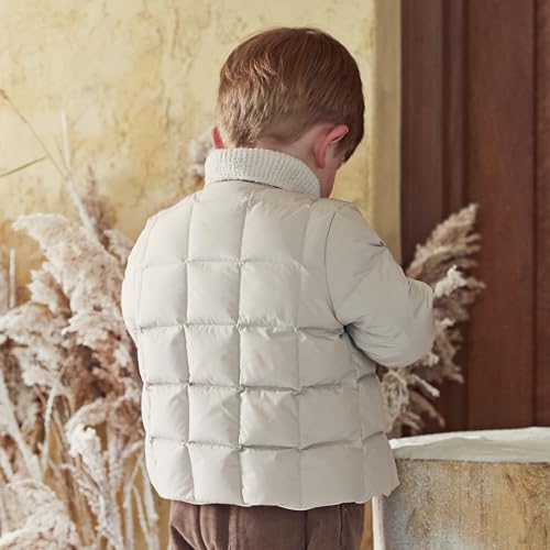 DAVE&BELLA Toddler Winter Down Jackets, Baby Boy Girl Lightweight Padded Puffer Jacket Coat Kids Packable Windproof Outerwear3