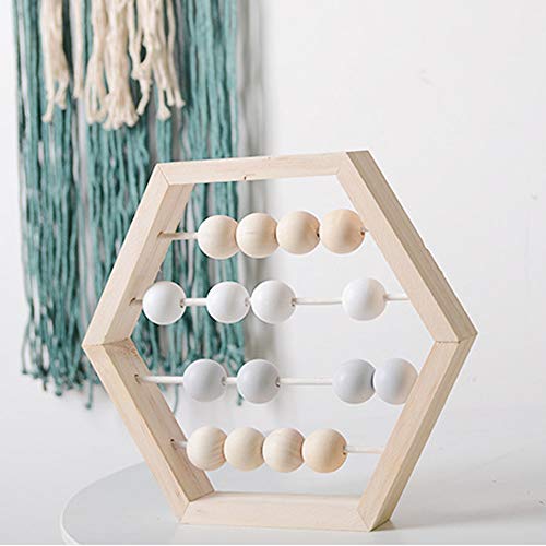 image for MAYAGU Nordic Style Hexagon Natural Wooden Abacus with Beads Baby Educ