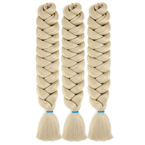 WOME Jumbo Braiding Hair 165G Low Temperature Synthetic Fiber Hair 3Pcs Blonde Color Crochet Twist Braids 82" Long Hair Extensions for Woman