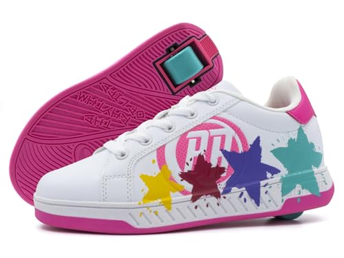 Breezy Rollers 2180373 Zapatos con Ruedas para Niñas, Zapatillas con una Rueda, Zapatillas Niñas 2 En 1 con Rueda Retráctil (Numeric_34)