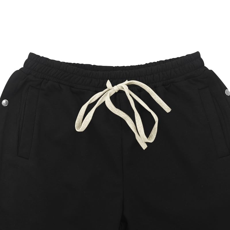 Men's High Street Style Trendy Pants Casual Solid Color Wide Leg Trousers Basic Straight Outfits with Side Button4