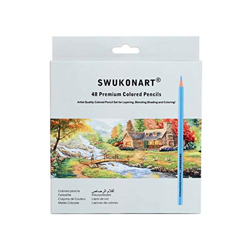 Swukonart Colored Pencils Set 48 Colors 3.9Mm Premium Soft Core, Artist Quality Color Pencil For Adults Kids School Students Teachers Coloring Book, Drawing, Sketching, Crafting #TOP4