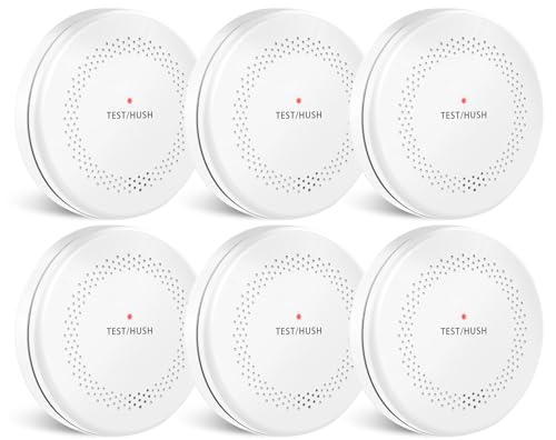Image of 6 Pack Combination Smoke and Carbon Monoxide Detectors, HATHEPHS 10 Years Battery Dual Sensor Fire and CO Alarms with Large Test /Silence Button