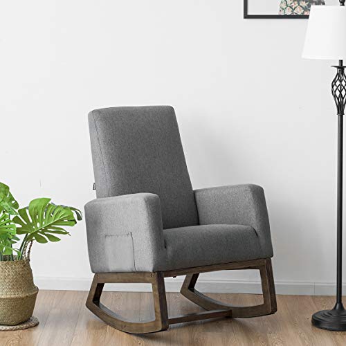 Sillón Mecedor Tapizado Gris miniatura 2